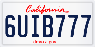 CA license plate 6UIB777