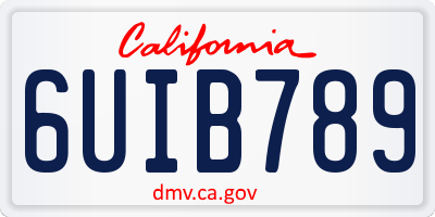 CA license plate 6UIB789