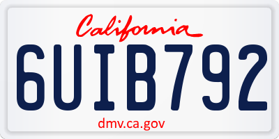 CA license plate 6UIB792