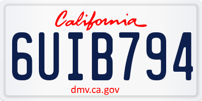 CA license plate 6UIB794
