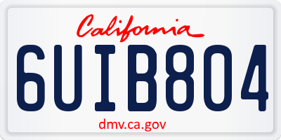 CA license plate 6UIB804