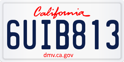 CA license plate 6UIB813