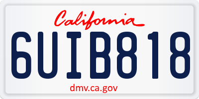 CA license plate 6UIB818