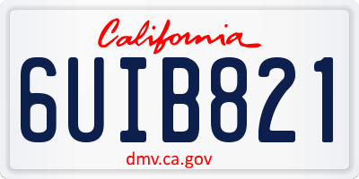 CA license plate 6UIB821