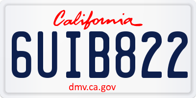 CA license plate 6UIB822