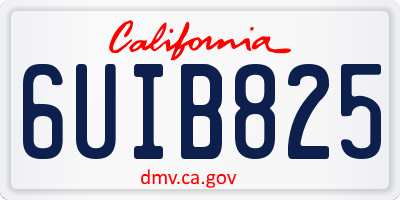 CA license plate 6UIB825