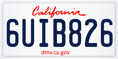 CA license plate 6UIB826