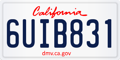 CA license plate 6UIB831