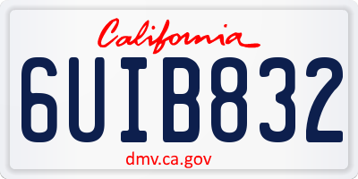 CA license plate 6UIB832