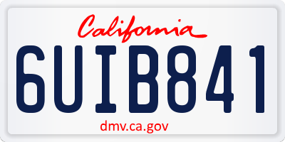 CA license plate 6UIB841