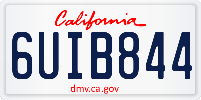 CA license plate 6UIB844