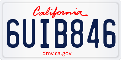 CA license plate 6UIB846