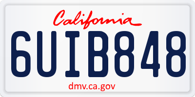 CA license plate 6UIB848