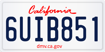 CA license plate 6UIB851