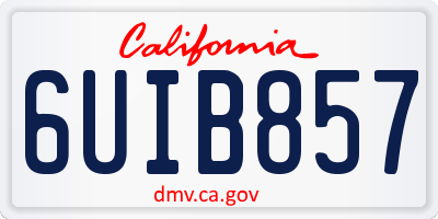 CA license plate 6UIB857