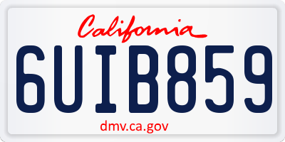 CA license plate 6UIB859