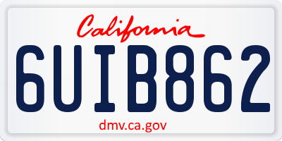 CA license plate 6UIB862