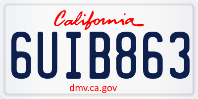 CA license plate 6UIB863