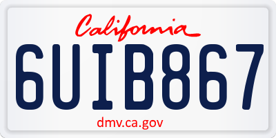CA license plate 6UIB867