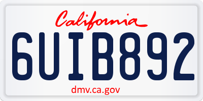 CA license plate 6UIB892