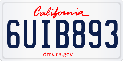 CA license plate 6UIB893
