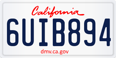 CA license plate 6UIB894