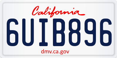 CA license plate 6UIB896