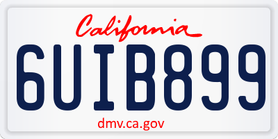 CA license plate 6UIB899