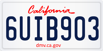 CA license plate 6UIB903