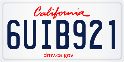 CA license plate 6UIB921