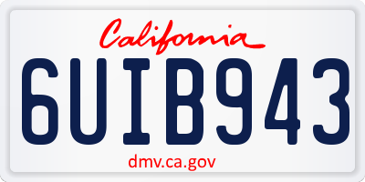 CA license plate 6UIB943