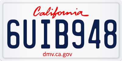 CA license plate 6UIB948