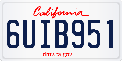 CA license plate 6UIB951