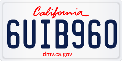 CA license plate 6UIB960