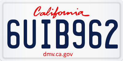 CA license plate 6UIB962