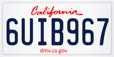 CA license plate 6UIB967