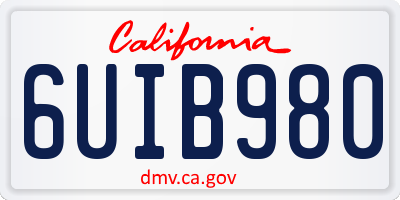 CA license plate 6UIB980
