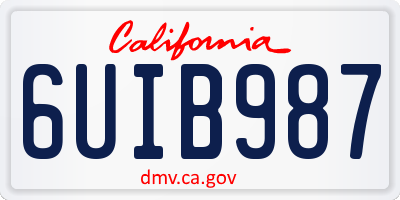 CA license plate 6UIB987