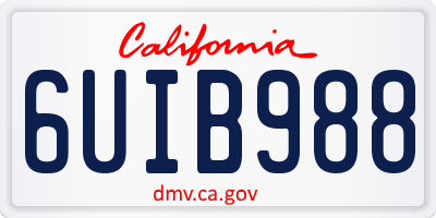 CA license plate 6UIB988