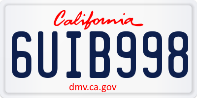 CA license plate 6UIB998