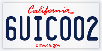 CA license plate 6UIC002