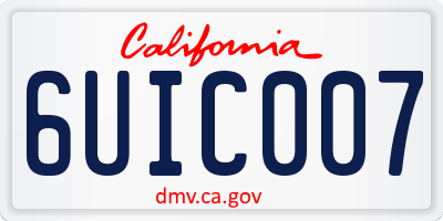 CA license plate 6UIC007