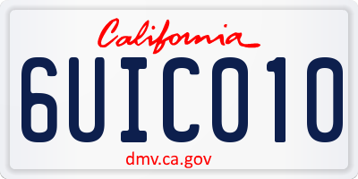 CA license plate 6UIC010
