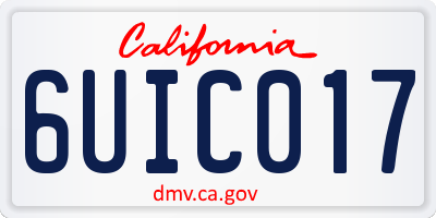 CA license plate 6UIC017