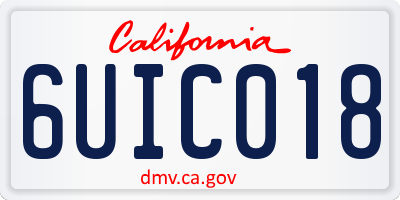 CA license plate 6UIC018