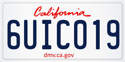 CA license plate 6UIC019