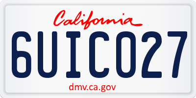 CA license plate 6UIC027