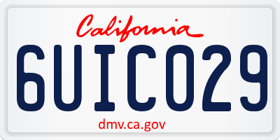 CA license plate 6UIC029