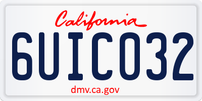 CA license plate 6UIC032
