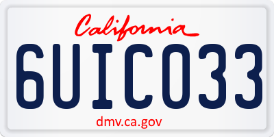 CA license plate 6UIC033
